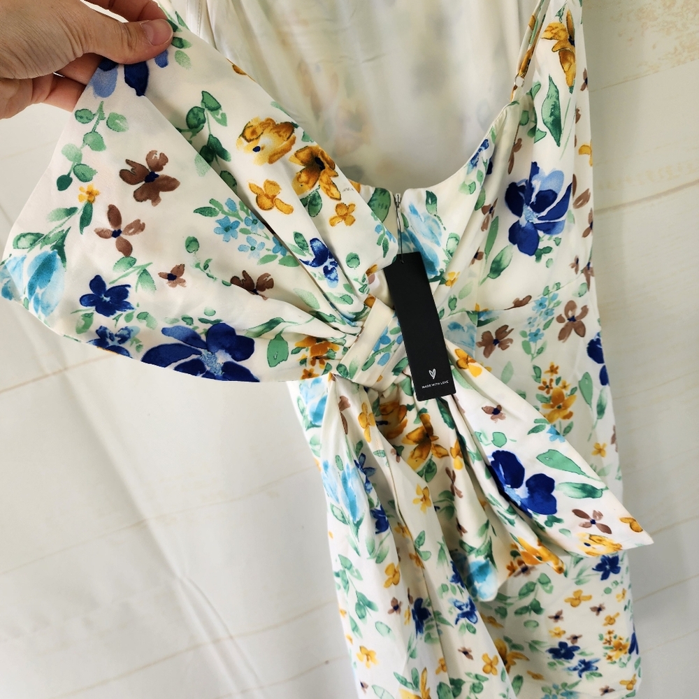 Lulus Bow Figure Ivory Floral Print Mini Dress - Picture 7 of 11